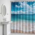thumbnail image 6 of Summer Ocean Beach Wave Bathroom Shower Curtain, Modern Blue Marine Style Waterproof Washable Soft Bath Curtain for Bathtub Decor with 12 Hooks&Grommet, 48x72 Inch, 6 of 9