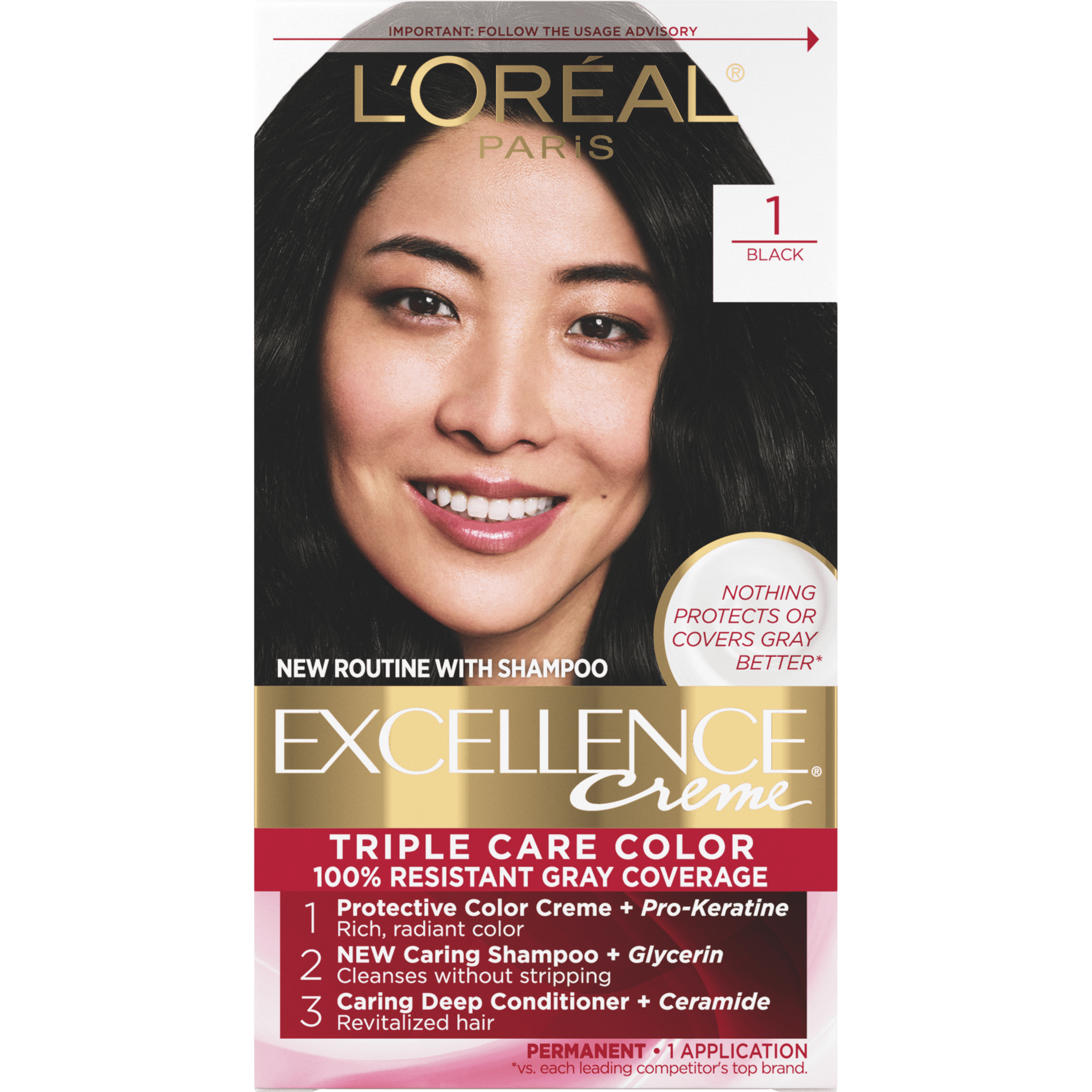 L Oreal Paris Excellence Creme Permanent Hair Color Black 1 kit