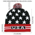 thumbnail image 2 of Womens Beanies Hat American Flag Cuffed Knit Hats with Pom Pom USA Winter Warm Skull Beanie Cap Black, 2 of 3
