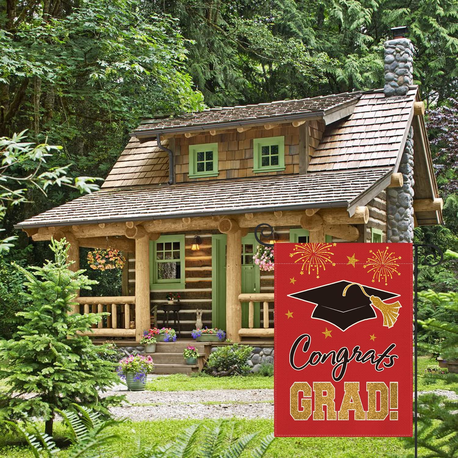 2026 Graduation Garden Flag Congratulations Graduation Ceremony Courtyard Outdoor Decoration 12 x 18 inches Graduation Diploma Hat Graduation Decoration