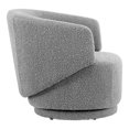 thumbnail image 3 of Swivel Armchair Chair, Light Grey Gray, Fabric, Living Kitchen Cafe Bistro Hospitality Restaurant, Modern Contemporary HB34746, 3 of 9