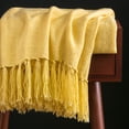 thumbnail image 2 of Chanasya Silky Textured Solid Decorative Throw Blanket with Tassels - Elegant Chick Woven Kntted for Sofa Couch Bed Room Fringed Throw Blanket gift for wedding birthday (50x65 Inches) Yellow, 2 of 3