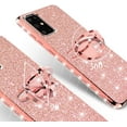 thumbnail image 4 of Glitter Phone Case For Galaxy S20 Plus/S20+ Case, Ring Kickstand Bling Cover for Girls Women Diamond Sparkly for Galaxy S20 Plus - Rose Gold, 4 of 5