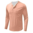thumbnail image 5 of Timoontee Men's Henley Shirts Long Sleeve Quarter Button Pullover Tops Loose Lightweight Breathable Solid Pocket Casual Workout Blouses Hot Pink M, 5 of 6