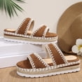 thumbnail image 4 of Caywon Women's Wedge Sandals Flat Open Toe Non Slip Slides Comfortable Chunky Low Heel Beach Sandals Slide Sandals Comfortable Casual, 4 of 7