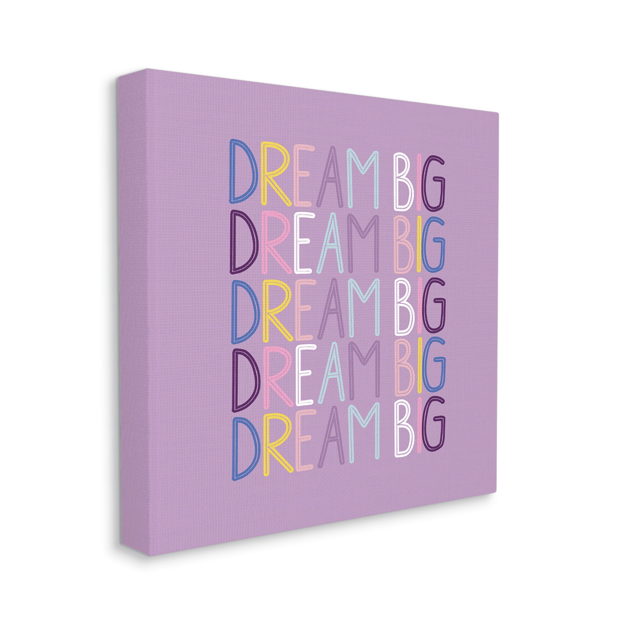 Stupell Industries Dream Big Purple Phrase Inspirational Painting Gallery Wrapped Canvas Art Print Wall Art, 17 x 17