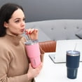 thumbnail image 4 of BJPKPK 30oz Color Block Tumbler With Lid And Straw,Stainless Steel Double Wall Vacuum Insulated Tumblers,Ocean Dream, 4 of 6