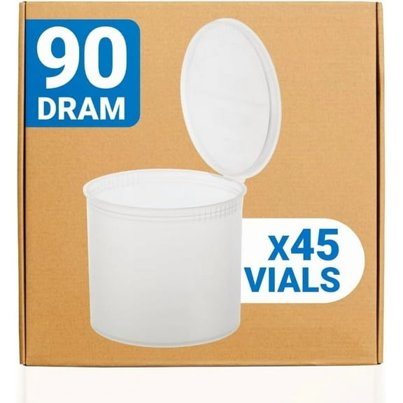 Loud Lock Pop Top Dram Bottles - Clear - 90 Dram - 45 Per Case - 2.87" Deep X 3.16" Wide - Packaging Supplies - Pill Vials - Rx Vial