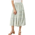 thumbnail image 1 of Unique Bargains Women's Floral Print Elastic Waist Ruffle Maxi Tiered Skirt Light Blue S, 1 of 6
