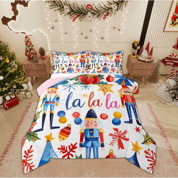 Feelyou Merry Christmas Child Full Size Comforter Sets, Dreamy Fairy Tale Bedding Comforter Set, Cartoon Royal Guarder Reversible Bedding Sets, Ultra Soft Home Decor, 3pcs