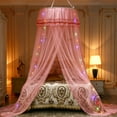 thumbnail image 3 of AUQ Mosquito Net Bed Canopy for Girls, Princess Round Hoop Sheer Bed Canopy, Dome Mosquito Netting Bed Tent Twin Girls Canopy Bed Decor for Baby Crib, Kid Bed Pink, 3 of 7
