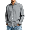 thumbnail image 3 of GrmtClth Shirts for Men Regular Fit Long Sleeve Wrinkle Free Solid Collared Button Down Comfort Business Travel Tops Gray XL, 3 of 7