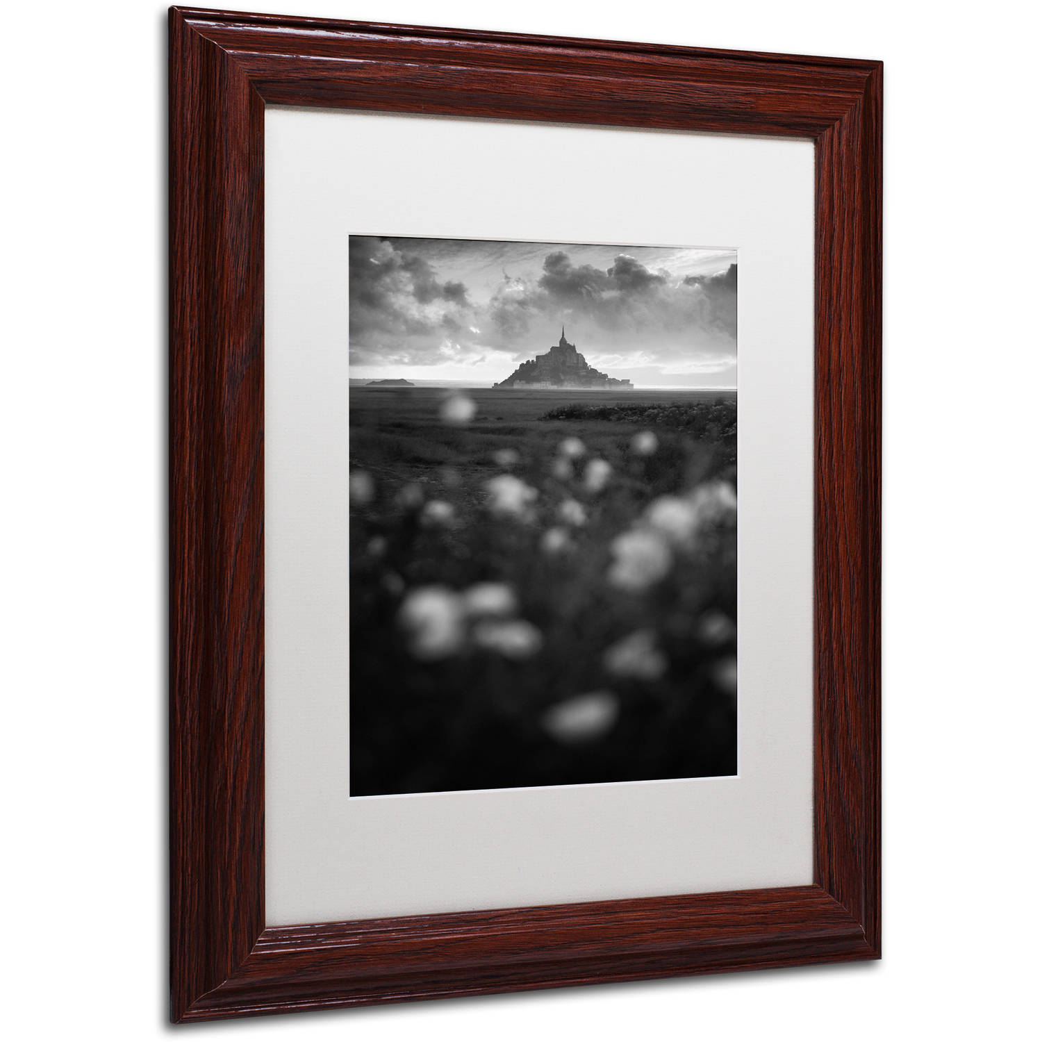 Trademark Fine Art "Mont Saint Michel" Canvas Art by Mathieu Rivrin, White Matte, Wood Frame