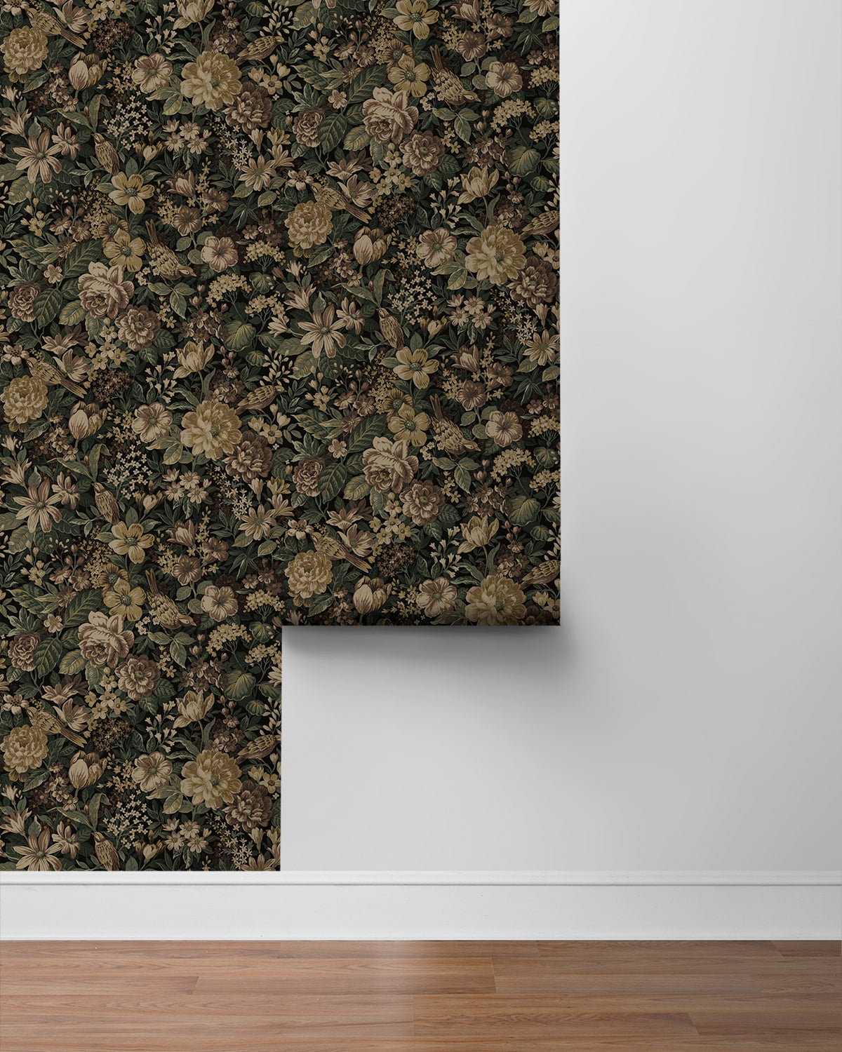 NextWall Spice & Green Ash Vintage Bird Garden Peel and Stick Wallpaper - 20.5 in. W x 18 ft. L Roll