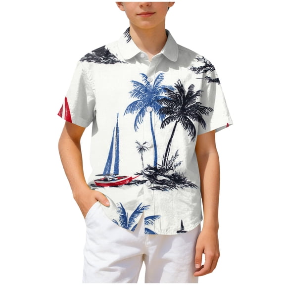 Zshosam Toddler Button Down Shirt Toddler Baby Boy Short Sleeve Button Down Shirt Kids Summer Shirts with Chest Pocket Size 4T 5T,(White 4-5 Years)