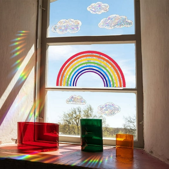 Wall Sticker PVC Electrostatic Glass for Window Rainbow Prisms Decal-Daisy