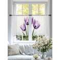 thumbnail image 4 of Purple Tulip Sheer Curtains for Living Room Bedroom, Light-filtering Sheer Curtain, Transparent Flower LigRod Pocket Voile Window Treatment Drapes, 52’’Wx54’’L, 2 Panels Set, 4 of 7
