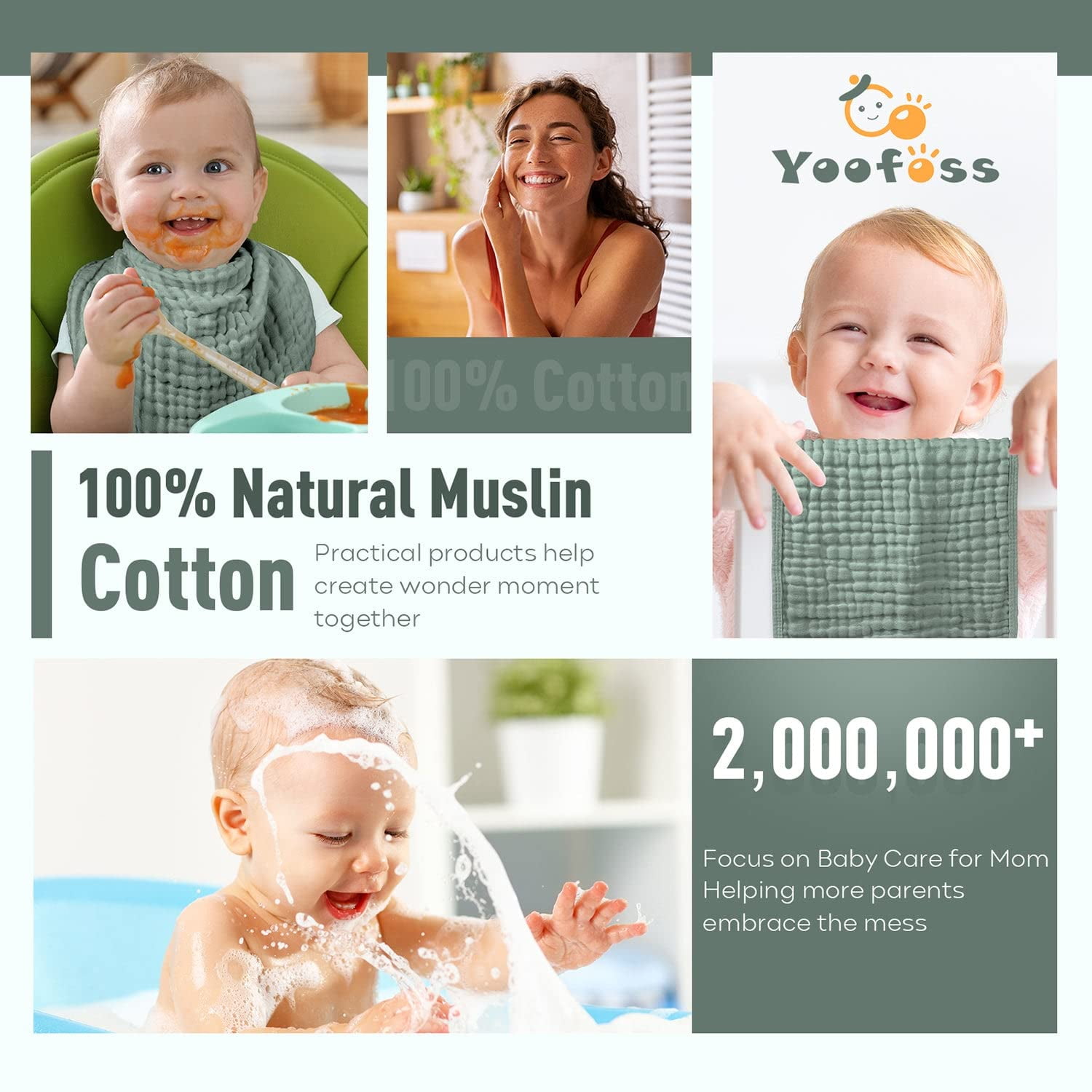 Yoofoss Hooded Baby Towels for Newborn 2 Pack 100% Muslin Cotton Baby