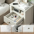 thumbnail image 2 of RoyalCraft Fluted 2 Drawer Bedroom Nightstand with Charging Station, Set of 2, White, 2 of 7
