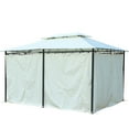 thumbnail image 6 of Homiyad 10x13 Cream White Gazebo Tent - Outdoor Shelter with Curtains, Vented 2-Tier Steel Frame Roof for All-Weather Patio Use | Aosom.com, 6 of 10