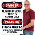 thumbnail image 2 of Confined Space Entry By Permit Only Bilingual Sign, OSHA Danger Sign, (SI-4076) 24x36 Corrugated Plastic, 2 of 7