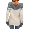 thumbnail image 4 of Tuphregyow Women Pullover Sweater Top Stripe Print Trendy Oversized Fuzzy Party Outdoor Chunky Warm Knit Sweater Casual Jumper Tops Crew Neck Long Sleeve Beige XL, 4 of 5