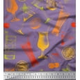 thumbnail image 1 of Soimoi Purple Cotton Voile Fabric Lemon Slice & Soft Drink Beverages Print Fabric by the Yard 42 Inch Wide, 1 of 3