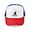Red/Blue/White, variant on - Gone Squatchin Print 3 - Adjustable Unisex Printed Trucker Hat with Mesh Back