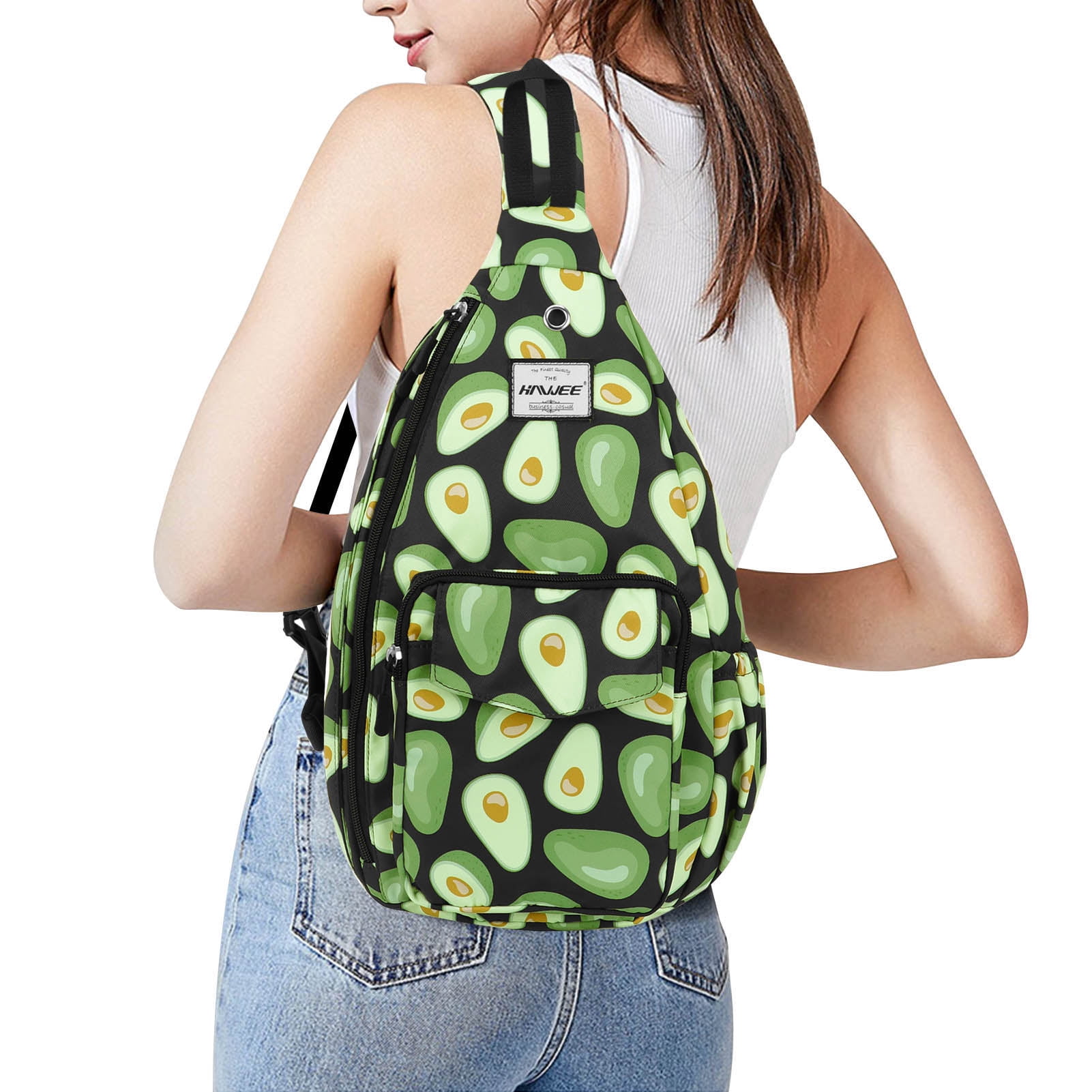 HAWEE Crossbody Sling Bag for Women One Shoulder Backpack for Hiking, Avocado