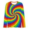 thumbnail image 4 of Women's Long Sleeve Shirt Colourful Rainbow Print T-Shirt Round Neck Tops 70s Hippie Carnival Fancy Dress Outfit Tunic Blouse Casual Streetwear, 4 of 4