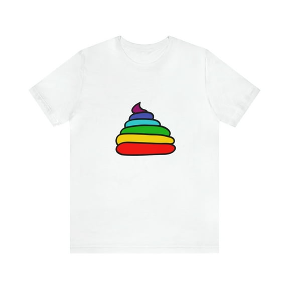 Emoji Poop Rainbow Short Sleeve Funny Tee