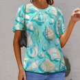 thumbnail image 6 of Beach Seashell Starfish Women's Short Sleeve Tops Casual Blouses T Shirt, 6 of 6
