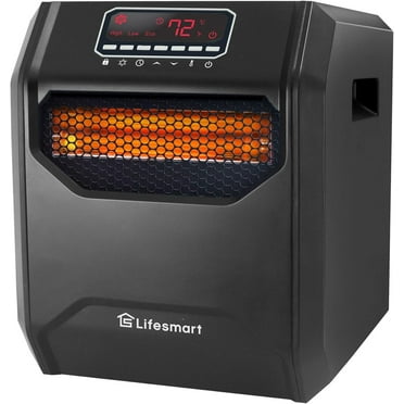 LifeSmart LifePro 1500 Watt High Power 3 Mode Programmable Space Heater with 6 Quartz Infrared Element, Remote, and Digital Display, Black