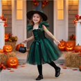 thumbnail image 5 of Girls Halloween Mesh Dress Costume Set With Matching Witch Hat, Two-Piece Outfit For Dance Recitals, Stage Performances, Dress-Up Parties, School Events And Themed Photo Sessions, 5 of 7