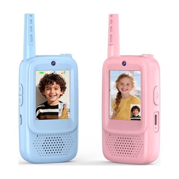 Handheld 2 Pack Rechargeable Video Walkie Talkies, Long Range Two-Way Radios for 4-12 Years Old, Ideal for Outdoor, Camping