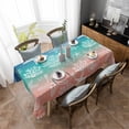 thumbnail image 4 of Blue Teal Pink Ombre Coastal Rectangle Tablecloth, Nautical Beach Starfish Coral Summer Waterproof & StainResistant Tablecloth, Washable Oil-proof Table Cover for Dining/Party/Wedding/Buffet 52x70 In, 4 of 9