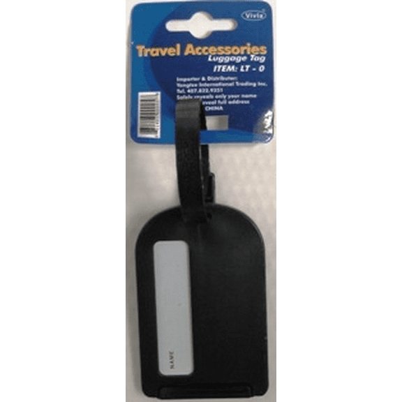 Vivla Luggage Tag made of rigid hard plastic with adjustable hang strap,