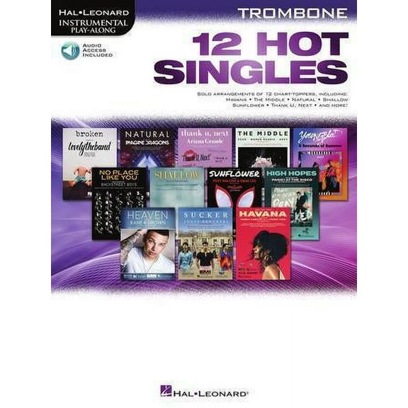 Hal Leonard 12 Hot Singles for Trombone Instrumental Play-Along Book/Audio Online