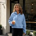 thumbnail image 5 of Womens Sweatshirts Half Zip Fleece Pullover Fall Outfits | Fall Fashion Clothes 2026,Cropped Sweatshirts,Cute Y2k Tops,Winter Loungwear Outfits Light Blue XXL, 5 of 7