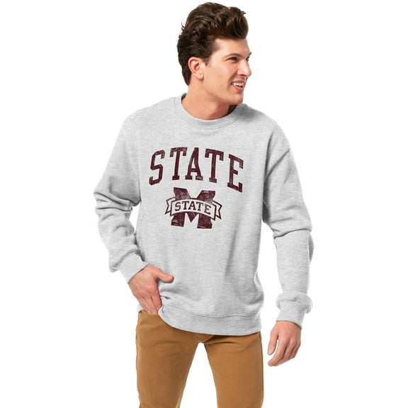 Men's-League Collegiate Wear  Heather Gray Mississippi State Bulldogs Essentials 2.0 Pullover Sweatshirt
