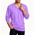 thumbnail image 7 of DYTTDG Men's Notched V-Neck Long Sleeve T-Shirt | Solid Color Loose Fit Casual Breathable Pullover for Daily and Workout, Lightweight Knit Athletic Top, 7 of 7