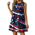 thumbnail image 2 of Tshirt Dress, American Flag Casual Tank Sundress With Pockets 4Th Of July Boho Beach T-Shirts Round Neck Dresses Mother Groom Dresses Black And White For Dresses Halter (L, Deep Red) ZMTing, 2 of 5