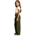 thumbnail image 7 of gibobby Girl's Cotton Linen Casual Palazzo Pants Drawstring Elastic Waist Flowy Wide Leg Long Lounge Trousers,AG, 7 of 7