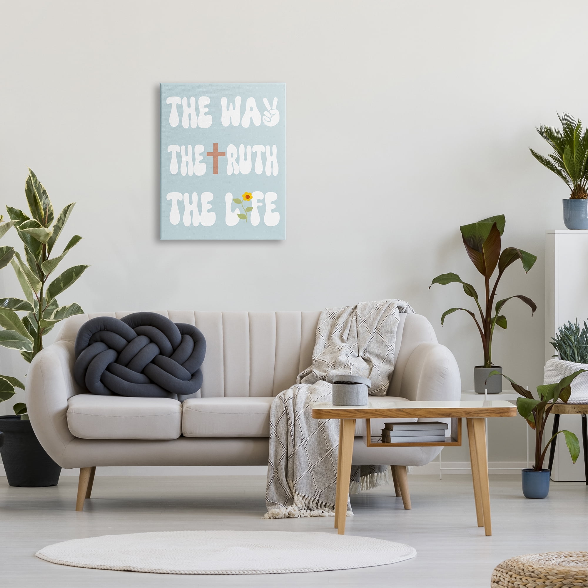 Stupell Industries Retro Religious Phrase Botanical & Floral Painting Gallery Wrapped Canvas Art Print Wall Art, 24 x 30