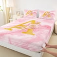 thumbnail image 3 of Homewish Initial A Letter Twin Sheet Sets for Girls, Romantic Gold Rose Twin Fitted Sheet, Pink Marble Watercolor Flat Sheet, Ultra Soft Bedroom Decor, 3 Pieces, 3 of 7