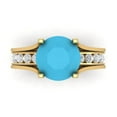 thumbnail image 2 of Clara Pucci 14K Yellow Gold 3.39 Simulated Turquoise Engraveable Engagement Ring + Wedding Band Set, 2 of 7