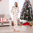 thumbnail image 2 of Adult Christmas Onesie Santa Claus Face Snowflake Pattern Zipper One-Piece Pajamas Unisex with Pockets, 2 of 6