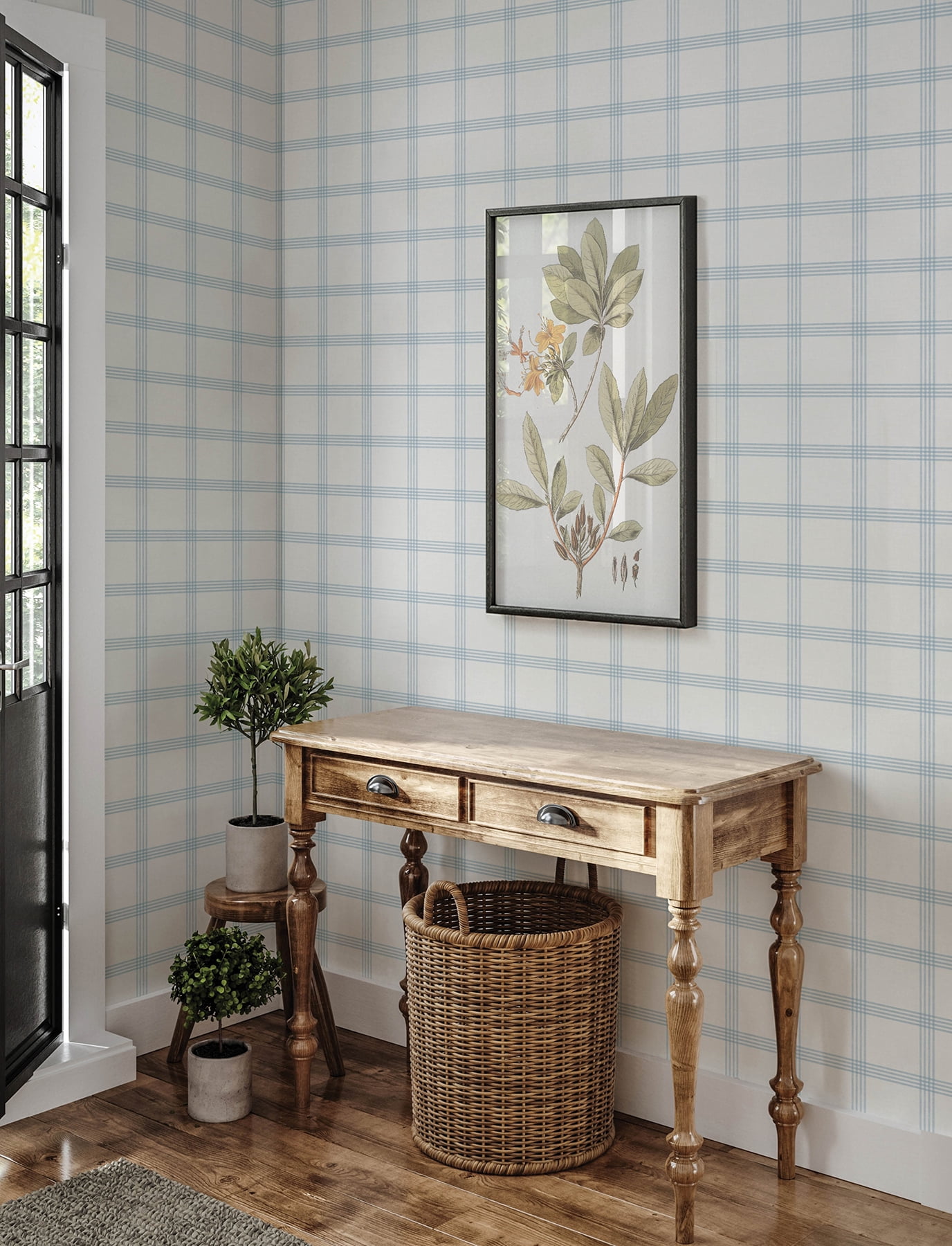 Chesapeake Twain Light Blue Plaid Wallpaper