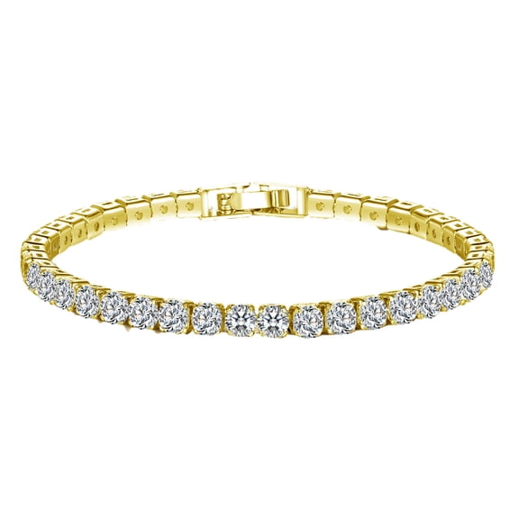 2024 Upgraded Women's Adjustable Tennis Bracelet - 14K Gold/White Gold Plated Clear Square Shiny Crystal Bracelets,Women's Cubic Zirconia Adjustable Tennis Bracelet