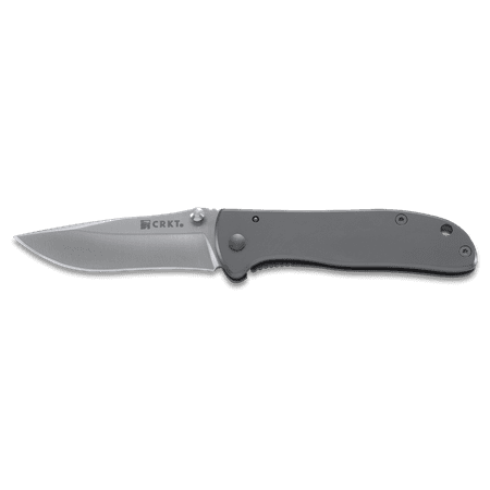 CRKT Drifter 6450S Folding Knife with Satin Finish 8Cr14MoV Stainless Steel Plain edge blade and Stainless Steel